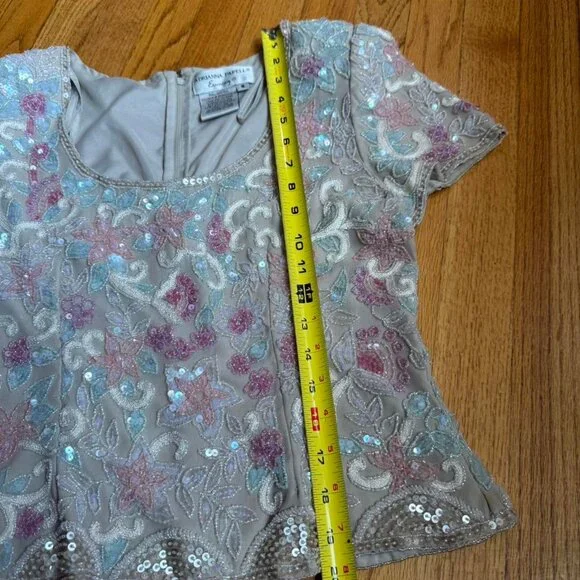 Adrianna Papéll evening 100% silk beaded top - Picture 6 of 7